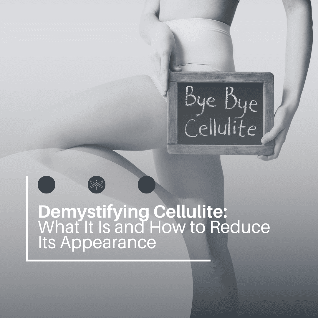 a woman holding a sign saying by bye cellulite